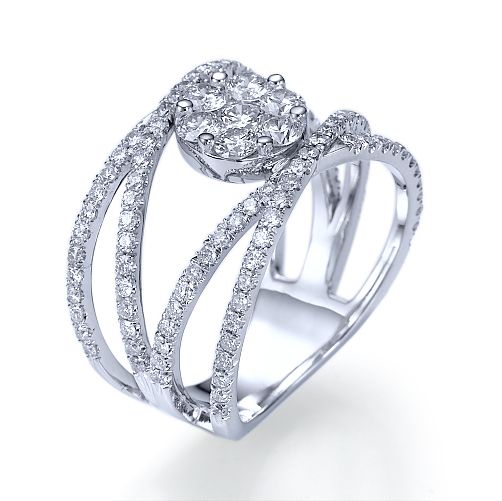 טבעת אירוסין זהב לבן "קלאודיה" 1.72 קראט בעיצוב ייחודי ונוצץ