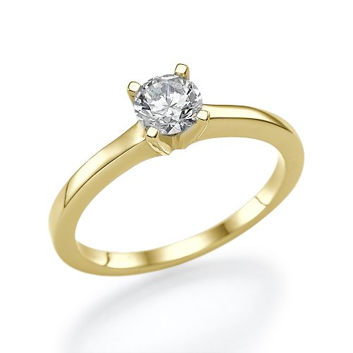 טבעת אירוסין זהב צהוב "טניה" 0.51 קראט משובצת יהלום עגול 