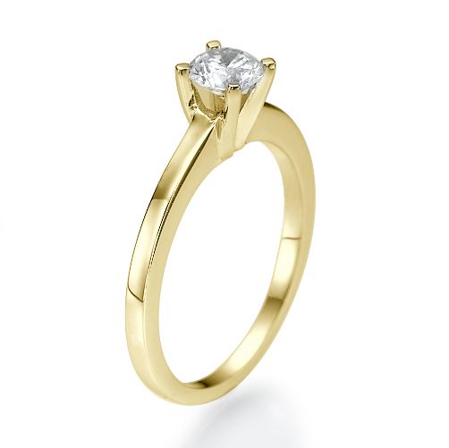 טבעת אירוסין זהב צהוב "טניה" 0.51 קראט משובצת יהלום עגול 