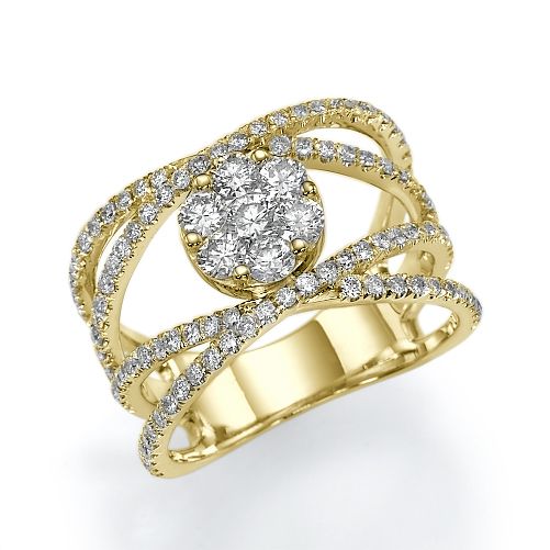 טבעת אירוסין זהב צהוב "קלאודיה" 1.72 קראט בעיצוב ייחודי ונוצץ