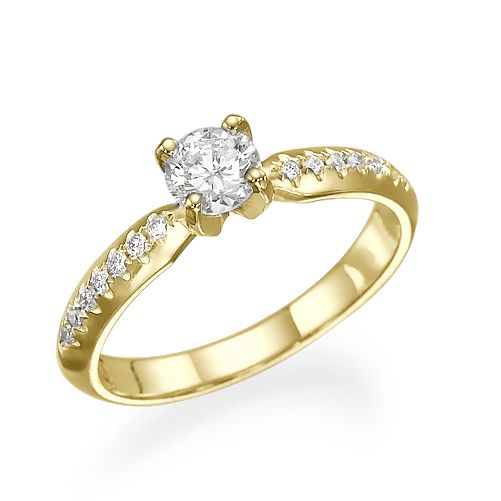 טבעת אירוסין קלאסית "אלכס" זהב צהוב ושיבוץ יהלומים  0.55 קראט