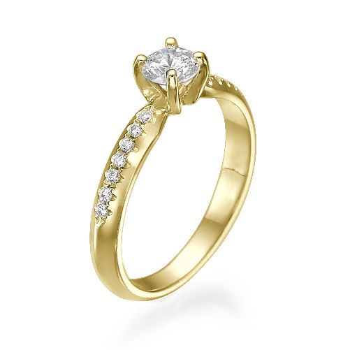 טבעת אירוסין קלאסית "אלכס" זהב צהוב ושיבוץ יהלומים  0.55 קראט