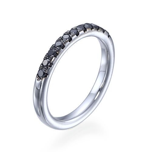 טבעת אירוסין זהב לבן "ניקי" 0.25 קראט משובצת יהלומים שחורים