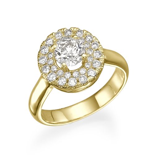 טבעת יהלומים זהב צהוב "ג'יין" 1.21 קראט בעיצוב פרח