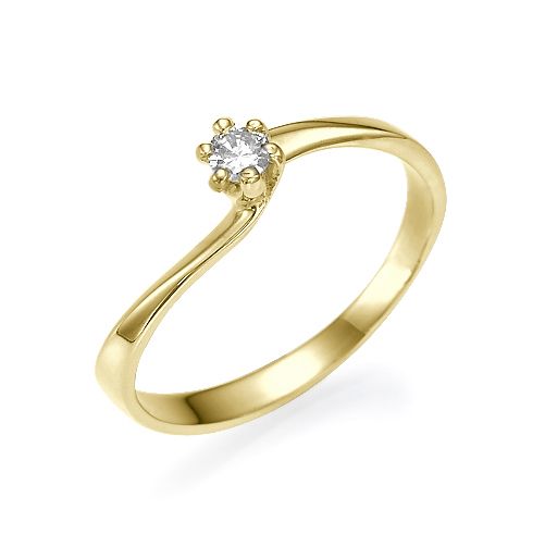 טבעת אירוסין זהב צהוב "ניקול" 0.11 קראט בעיצוב עדין ומלא ברק