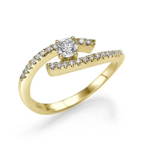 טבעת אירוסין זהב צהוב "לין" בעיצוב טוייסט מיוחד