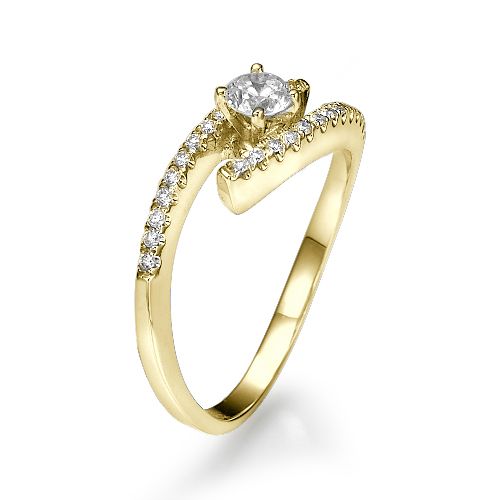 טבעת אירוסין זהב צהוב "לין" בעיצוב טוייסט מיוחד
