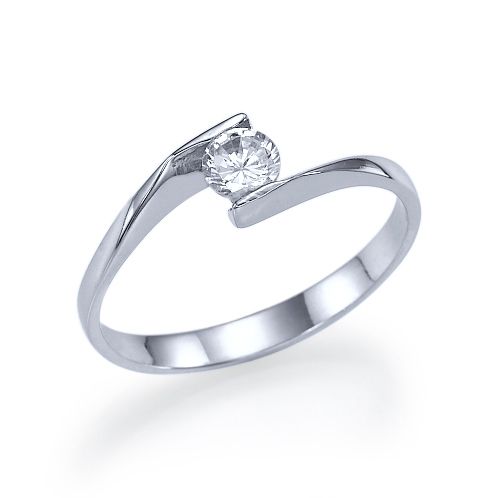 טבעת אירוסין מודרנית "רייצ'ל" זהב לבן 0.25 קראט בסגנון מודרני וייחודי