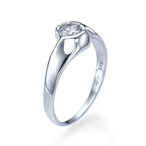 טבעת אירוסין זהב לבן "הלן" 0.41 קראט בסגנון מודרני ומעוצב