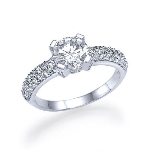 טבעת אירוסין זהב לבן "נטליה" 1.85 קראט בשיבוץ 61 יהלומים