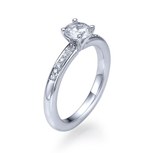 טבעת אירוסין זהב לבן פיונה 0.61 קראט בעיצוב קלאסי משובץ יהלומים