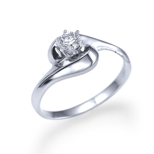 טבעת אירוסין זהב לבן קרי 0.28 קראט בעיצוב ייחודי ומודרני