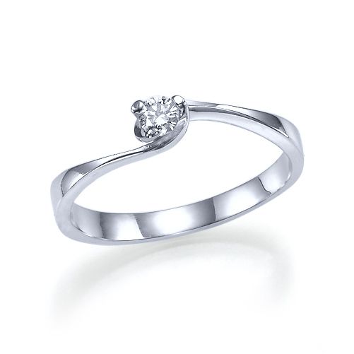 טבעת אירוסין זהב לבן "בטי" 0.11 קראט בעיצוב עדין וייחודי