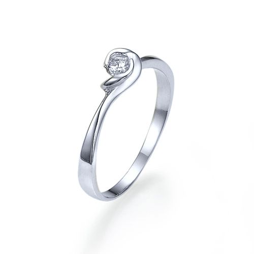 טבעת אירוסין זהב לבן 0.11 קראט "דברה" בסגנון עכשווי ונוצץ