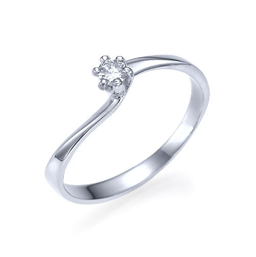 טבעת אירוסין זהב לבן "ניקול" 0.11 קראט בעיצוב עדין ומלא ברק