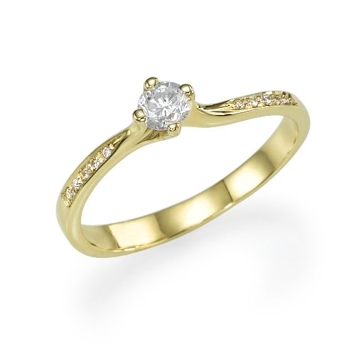 טבעת אירוסין זהב צהוב "אנג'לינה" 0.31 קראט יהלומים