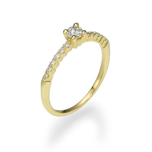 טבעת אירוסין זהב צהוב "רומי" 0.30 קראט יהלומים