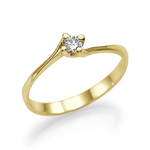 טבעת אירוסין זהב צהוב "קריסטין" 0.11 קראט בעיצוב עדין 