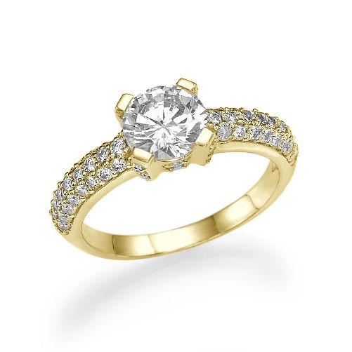 טבעת אירוסין זהב צהוב "נטליה" 1.85 קראט בשיבוץ 61 יהלומים