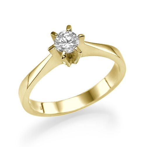 טבעת אירוסין זהב צהוב "טיפאני" 0.22 קראט בשיבוץ כוכב