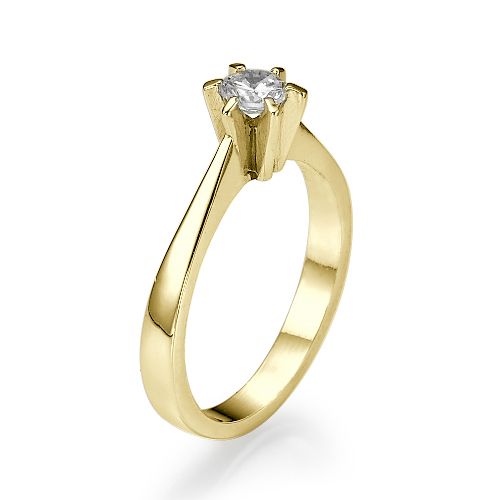 טבעת אירוסין זהב צהוב "טיפאני" 0.22 קראט בשיבוץ כוכב