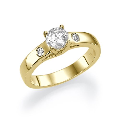 טבעת אירוסין זהב צהוב "גיזל" 0.51 קראט בשיבוץ שונה וייחודי