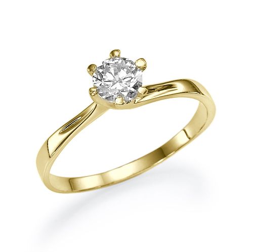 טבעת אירוסין זהב צהוב "אמנדה" 0.41  בעיצוב קלאסי 