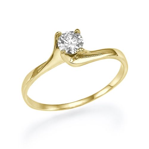 טבעת אירוסין זהב צהוב "ליבי" 0.31 קראט בסגנון טויסט ייחודי