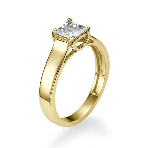 טבעת אירוסין סוליטר זהב צהוב "רוברטה" 0.51 קראט בשיבוץ יהלום פרינסס
