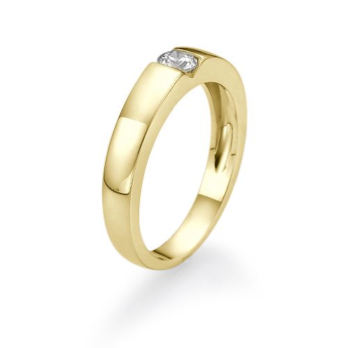 טבעת אירוסין סוליטר זהב צהוב "אליס" 0.22 קראט בשיבוץ שקוע ועטוף זהב