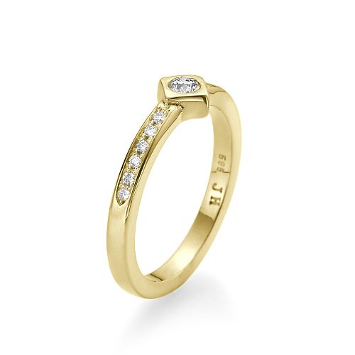 טבעת אירוסין זהב צהוב "אמבר" 0.25 קראט בסגנון יוקרתי ועדין