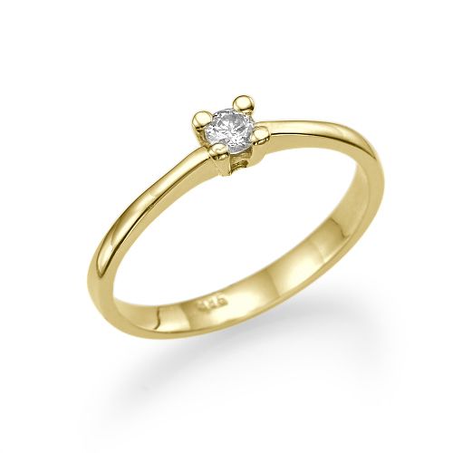 טבעת אירוסין זהב צהוב דריה 0.11 קראט בעיצוב סוליטר קלאסי ועדין