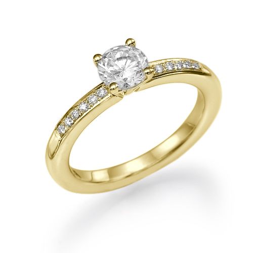 טבעת אירוסין זהב צהוב פיונה 0.61 קראט בעיצוב קלאסי משובץ יהלומים