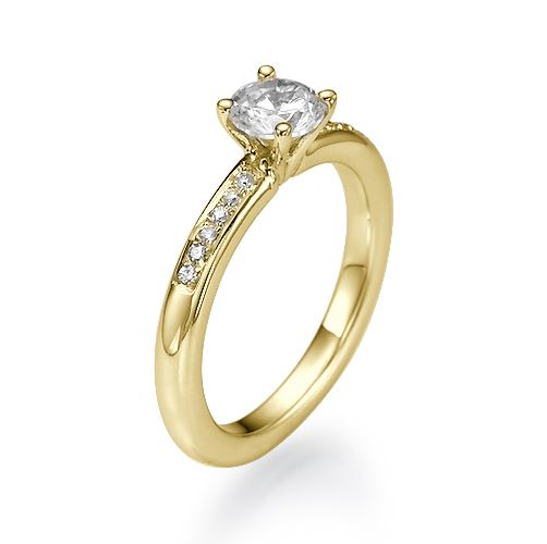 טבעת אירוסין זהב צהוב פיונה 0.61 קראט בעיצוב קלאסי משובץ יהלומים