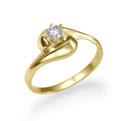 טבעת אירוסין זהב צהוב קרי 0.28 קראט בעיצוב ייחודי ומודרני