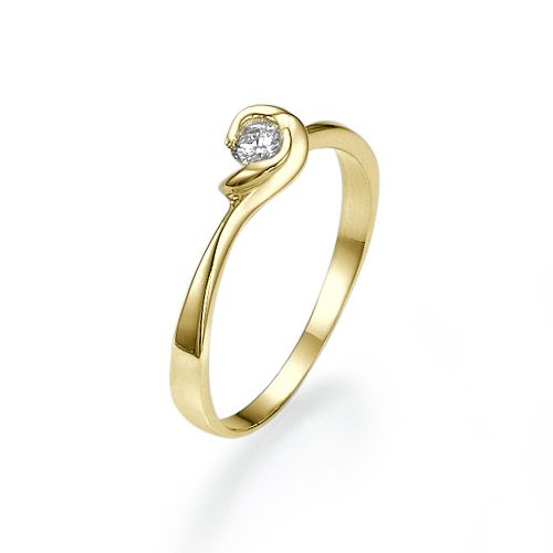 טבעת אירוסין זהב צהוב "דברה" 0.11 קראט בסגנון עכשווי ונוצץ