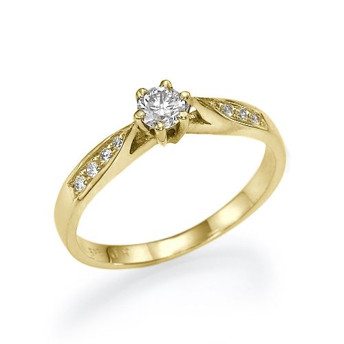 טבעת אירוסין סוליטייר זהב צהוב "קלי" 0.31 קראט בעיצוב קלאסי