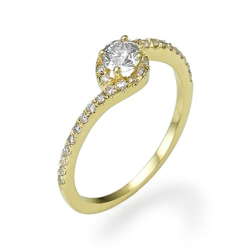 טבעת אירוסין זהב צהוב "אלין" 0.71 קראט יהלומים
