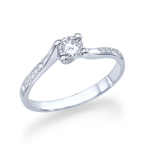 טבעת אירוסין זהב לבן "ג'ולייה" 0.41 קראט בעיצוב טוויסט ומודרני