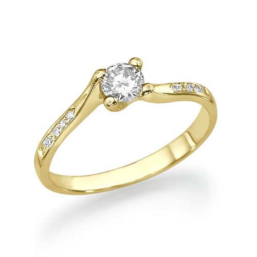 טבעת אירוסין זהב צהוב "ג'ולייה" 0.41 קראט בעיצוב טוויסט ומודרני
