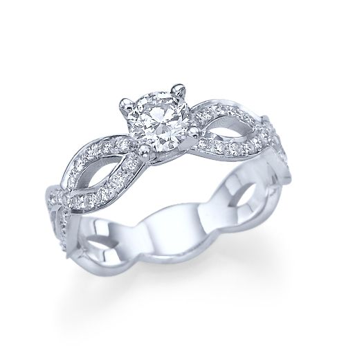 טבעת אירוסין זהב לבן "טינה" 1.01 קראט בעיצוב ייחודי