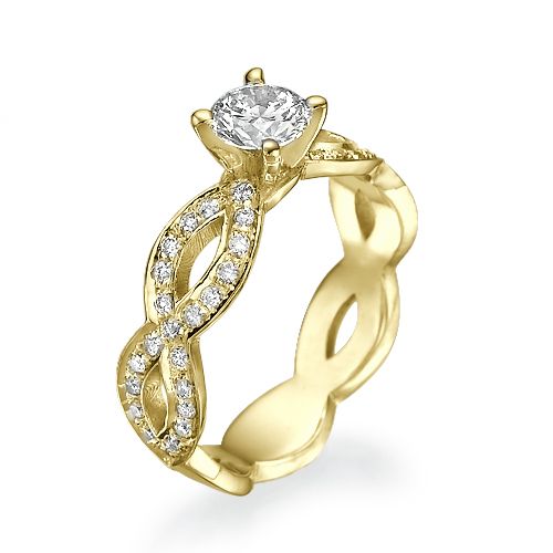 טבעת אירוסין זהב צהוב "טינה" 1.01 קראט בעיצוב ייחודי