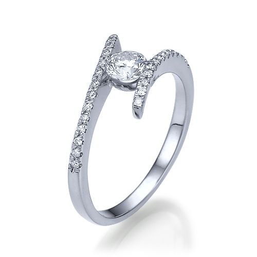 טבעת אירוסין זהב לבן שאנון 0.70 קראט מעוצבת בסגנון חדשני ונוצץ
