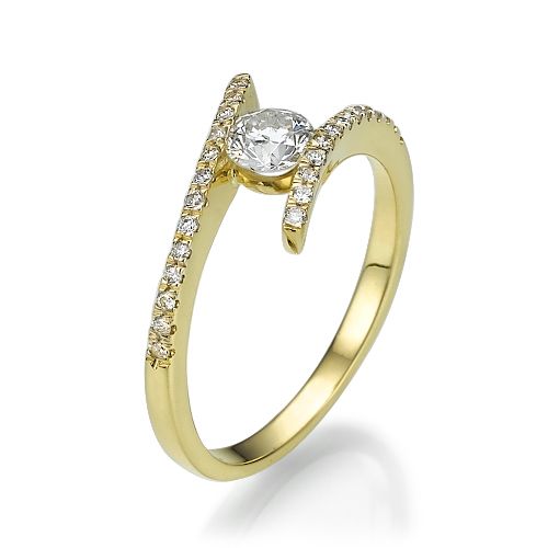 טבעת אירוסין זהב צהוב שאנון 0.70 קראט מעוצבת בסגנון חדשני ונוצץ