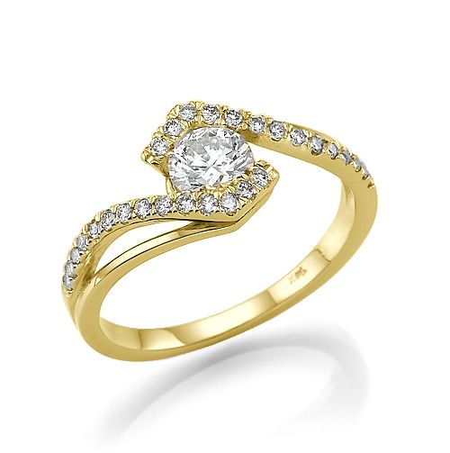 טבעת אירוסין זהב צהוב "טארה" 0.85 קראט נוצצת ובעלת ברק