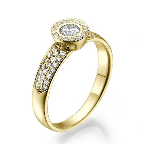 טבעת אירוסין זהב צהוב בריטני 0.71 בשיבוץ כתר יהלומים נוצץ