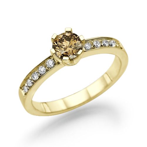 טבעת יהלומים זהב צהוב "אריאנה" 0.78 קראט משובצת יהלום צבעוני