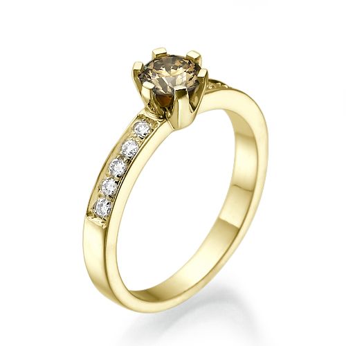 טבעת יהלומים זהב צהוב "אריאנה" 0.78 קראט משובצת יהלום צבעוני