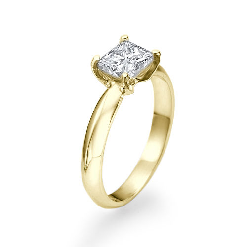 טבעת יהלומים "פרינסס זהב צהוב" 0.51 קראט