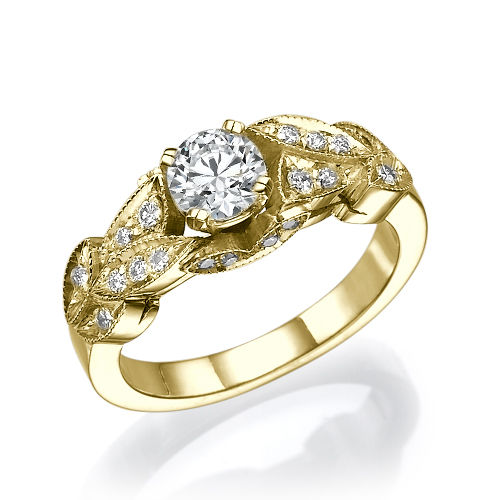 טבעת יהלומים וינטאג' "קיירה" 0.75 קראט זהב צהוב